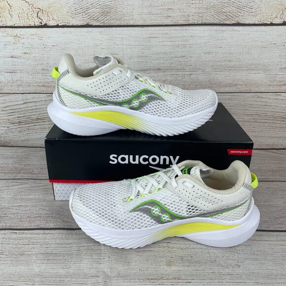 Saucony Kinvara 14 Womens Sz 6.5 Running Shoes White Slime - Picture 2 of 11